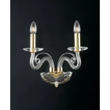 Image of Fan Europe Lighting - Fan Europe EPOQUE Twin 2 Light Candle Wall Light Gold, Crystal 36x31x23cm