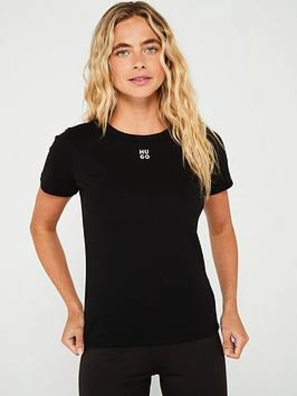 Image of Hugo Womens Regular Fit Logo T-Shirt - Black Female 8