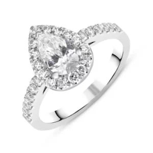 Image of Platinum Diamond Pear Cut Cluster Shoulder Set Ring