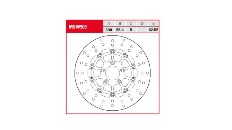Image of MSW509 - TRW Round Floating Brake Disc For Harley Davidson FXDB 1584 2007-2013 Front Black/Silver/Stainless Steel MSW509