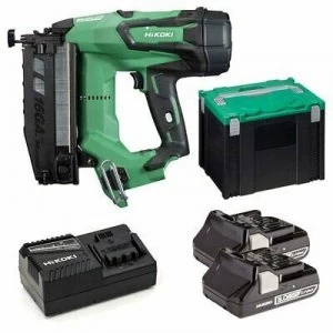 image of HiKOKI NT1865DMJXZ 18V 16GA Brushless Straight Finish Nailer With 2 x 3,0Ah Batteries And Charger