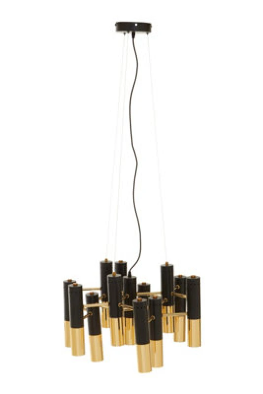 Image of Orsina Modern Gold Finish And Black Pendant Light, 13 Bulb Luxe Ceiling Fixture, Minimalist Metal Hanging Light