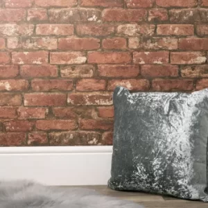 Image of Rustic Red Brick Wallpaper Red