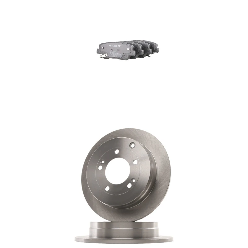 Image of RIDEX 3405B2449 Brake disc and pads set Rear Axle, Brake Disc Type: Solid, with acoustic wear warning Brake Set,disc brakes (3405)