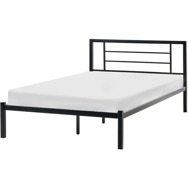 Image of Beliani Bed Metal Cusset 120 X 200 Cm (Eu Small Double) Black
