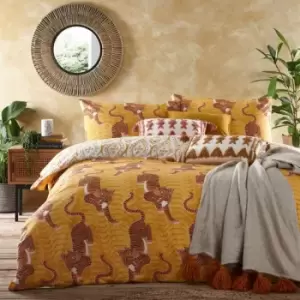 Image of Furn Tibetan Tiger Duvet Cover Set (Double) (Mustard Yellow) - Mustard Yellow