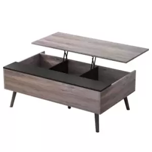 image of Homcom Ottoman Storage Side Table With Lift Up Top Grey Wood Grain