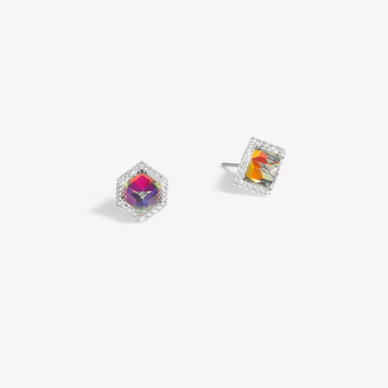 Image of Jon Richard Silver Plated Crystal And Blue Cube Earrings Silver female