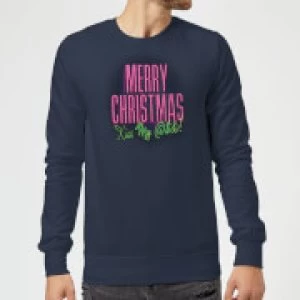 Image of National Lampoon Merry Christmas (Kiss My @$$) Christmas Sweatshirt - Navy - 3XL