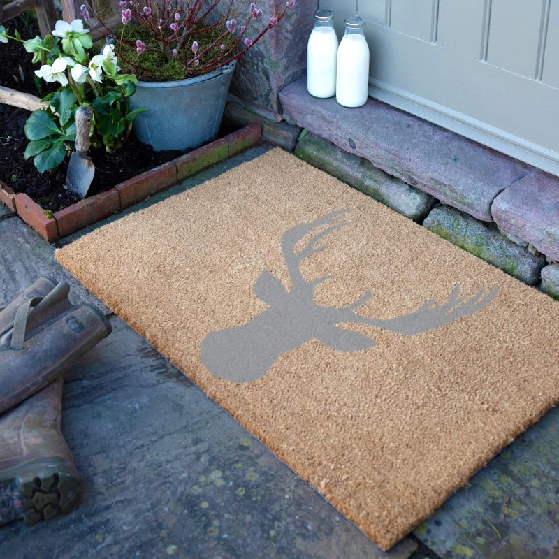 Image of Artsy Mats Country Home Stagshead Extra Large Grey Doormat Beige unisex