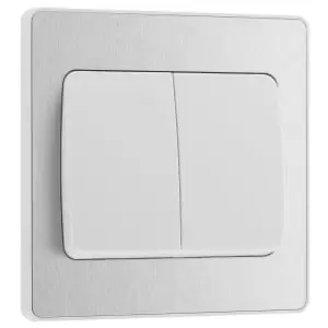 Image of BG Evolve Brushed Steel 20A 16Ax Wide Rocker Double Light Switch - 2 Way