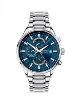 Sekonda Sekonda Blue Dual Time Dial Stainless Steel Bracelet Mens Watch