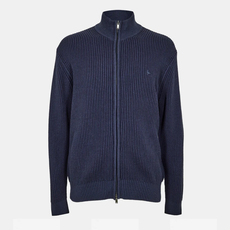 Image of Jack Wills Rib Zip Funnel Cardigan Sweaters Men Navy male S