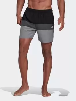 image of adidas Short-length Colorblock Swim Shorts, Black/Grey Size XS Men