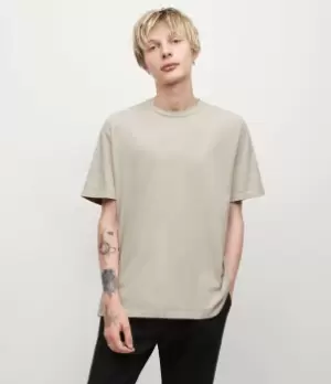 Image of AllSaints Mens Refract Crew T-Shirt, Pewter Grey, Size: M