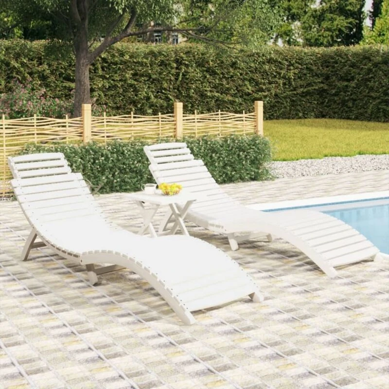 Image of VIDAXL Sun Loungers 2 pcs White 184x55x64cm Solid Wood Acacia Vidaxl 8720845747626