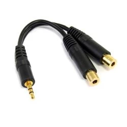 image of 6in Stereo Splitter Cable - 3.5mm Male to 2x 3.5mm Female