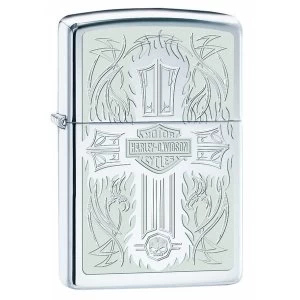 Image of Zippo Harley Davidson Cross High Polish Chrome Regular Lighter