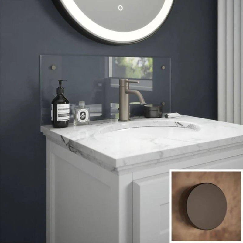 Image of Clear Glass Bathroom Splashback With Bronze Caps 250 X 500 X 4Mm, Clear SB54724