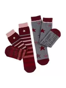 image of Totes 2 Pack Original Slipper Sox - Star Stripe