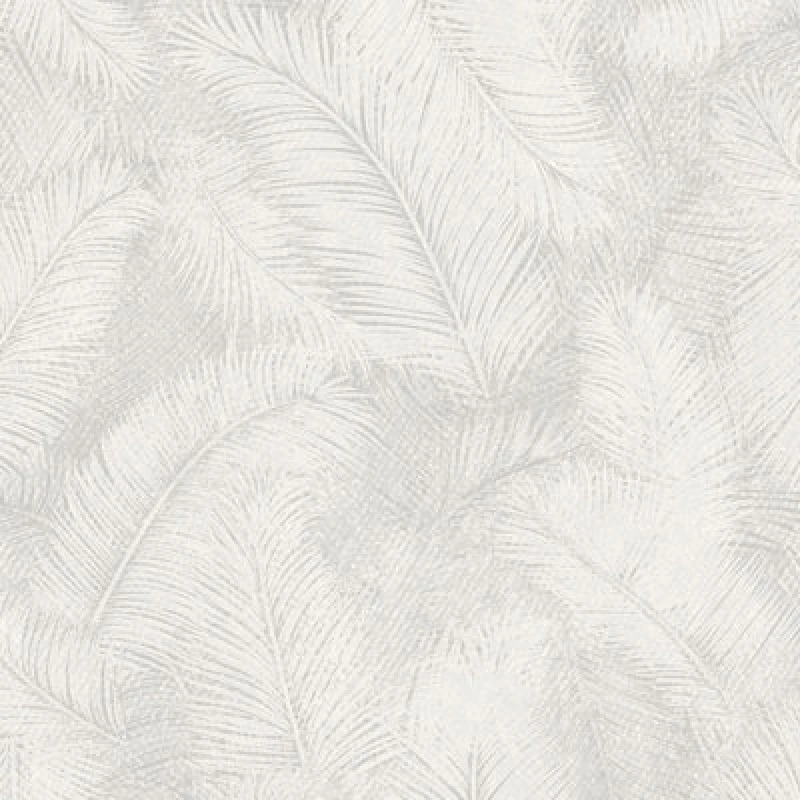 Image of Grandeco Floating Leaf Feather Textured Wallpaper, White