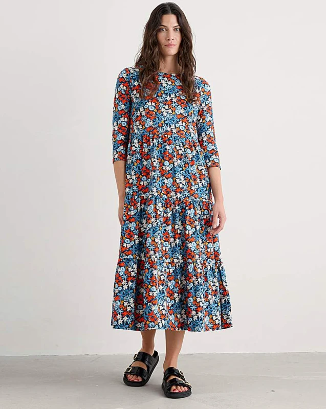 Image of Seasalt Seasalt Cornwall Line Strokes Dress Blue Multi-Coloured - Seasalt - Size: 10 Blue Multi-Coloured Female 10 GQ45002