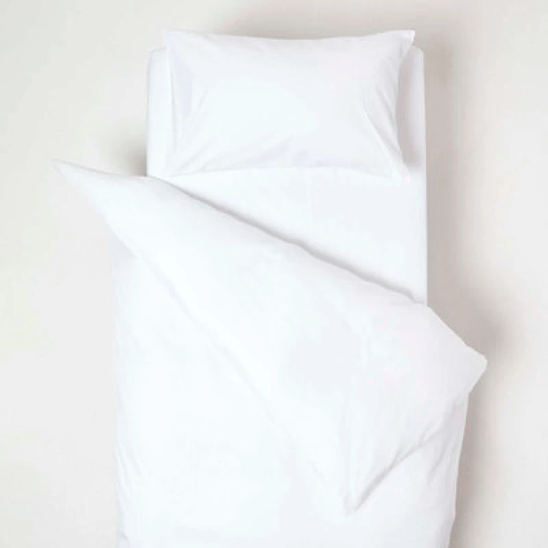 Image of Homescapes Organic Cotton Cot Bed Duvet Cover Set 400 Thread Count White