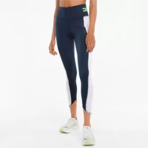 Image of PUMA High Shine High Waisted 7/8 Womens Running Leggings, White/Spellbound, size Medium, Clothing