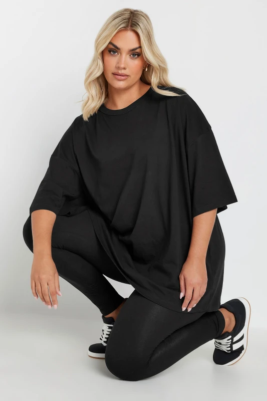 Image of Yours Womens Oversized T-Shirt in Black Size: 34-36 Black Female 34-36