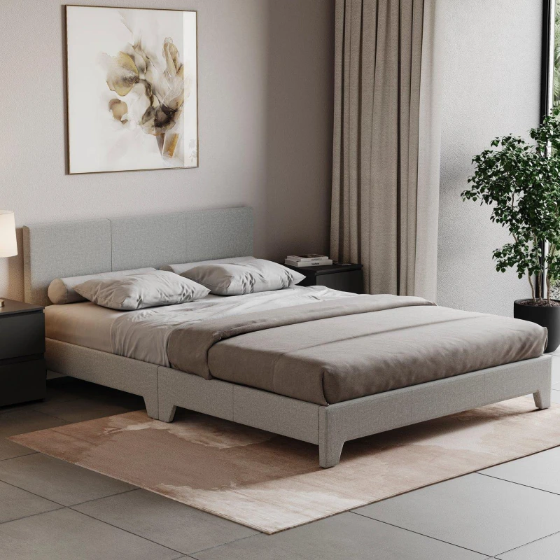 Image of Lassic Vida Designs Victoria Double Bed UKFR Light Grey Velv unisex Double