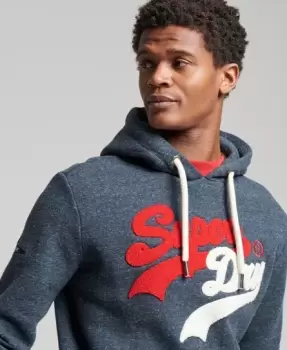 Image of Superdry Mens Vintage Logo Source Hoodie Navy / Navy Marl/dark Grey - Size: M