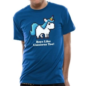 image of CID Originals - Unisex Large Boys Like Unicorns T-Shirt (Blue)