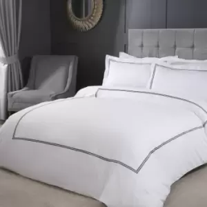 Image of Emma Barclay Mayfair Embroidered Border Duvet Cover Set, Graphite, Single