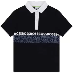 Image of Boss Multi Logo Polo Shirt Junior Boys - Blue