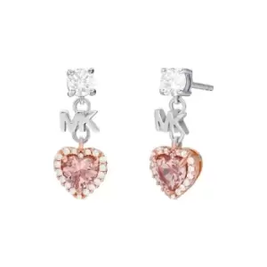 Image of Michael Kors Ladies Michael Kors Silver Love Heart Earrings - Silver