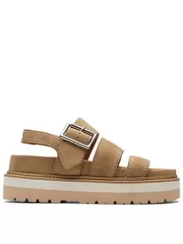 Image of Clarks Orianna Over Wedges - Dark Sand, Brown, Size 3, Women
