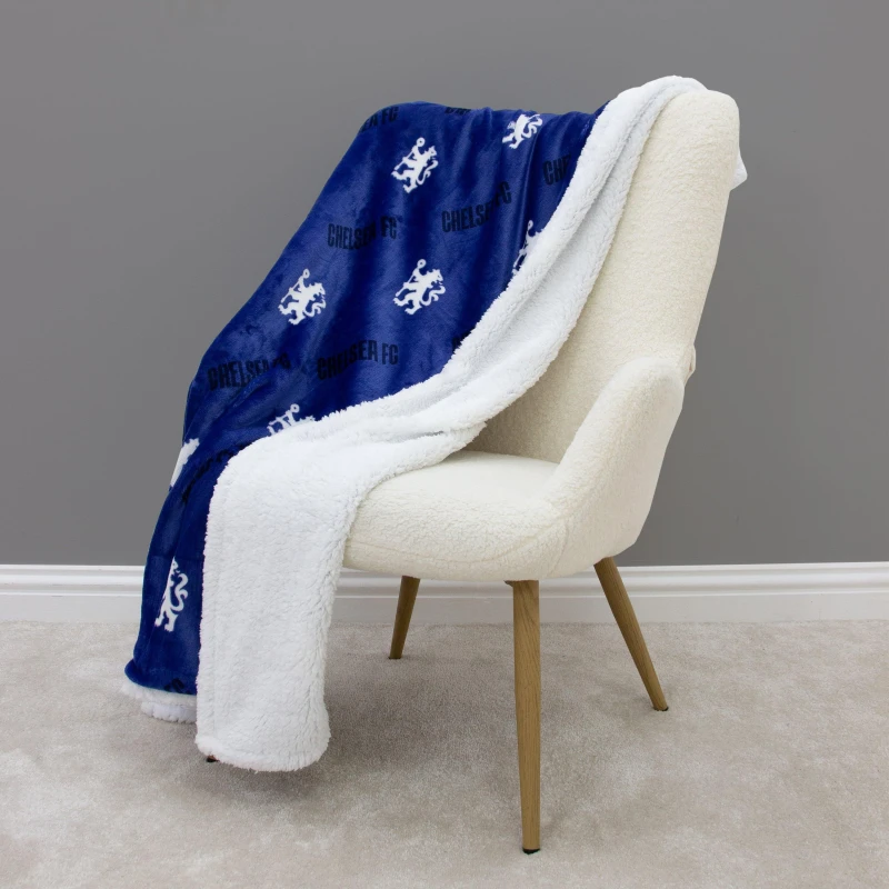 Image of Chelsea FC Chelsea Goal Sherpa Fleece Blanket Blankets One Size Multi 39856899000