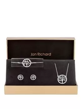 Image of Jon Richard Silver Plated And Crystal Tree Of Love Set - Gift Boxed, Silver, Women