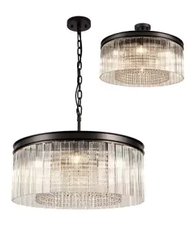 Image of Medium Cylindrical Ceiling Pendant. 8 Light E14, Brown Oxide