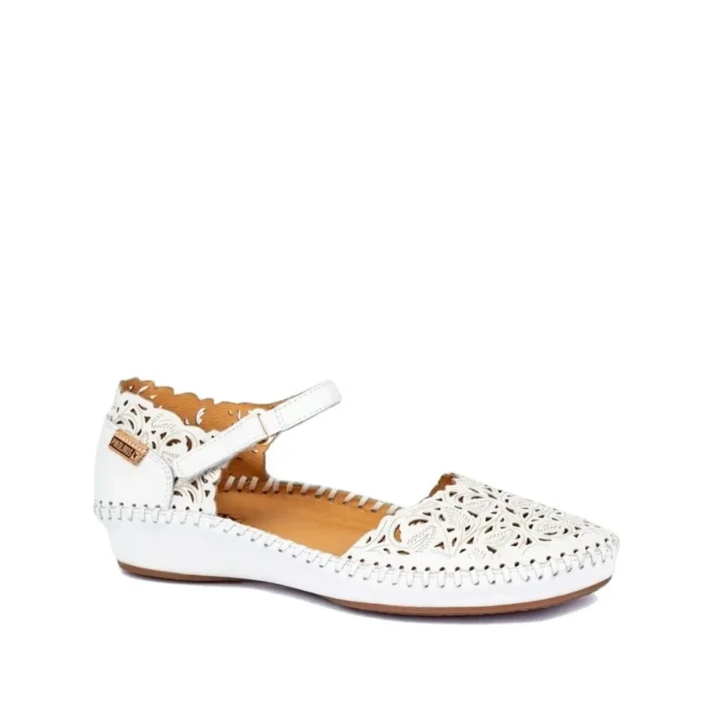 Image of Pikolinos Puerto Vallarta 655-0906 Leather Womens Hook and Loop Sandals - Nata - Size:UK 4-4.5