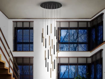 image of Varas Cluster Drop Ultra Slim 14 Light Suspension 3 Meter Max Hanging Light, Gold & Matt Black