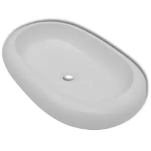 Image of VidaXL Luxury Ceramic Basin Oval-shaped Sink - White