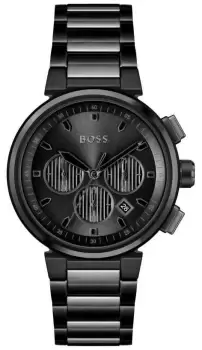 Image of BOSS 1514001 Mens One Black Chronograph Dial Black Watch