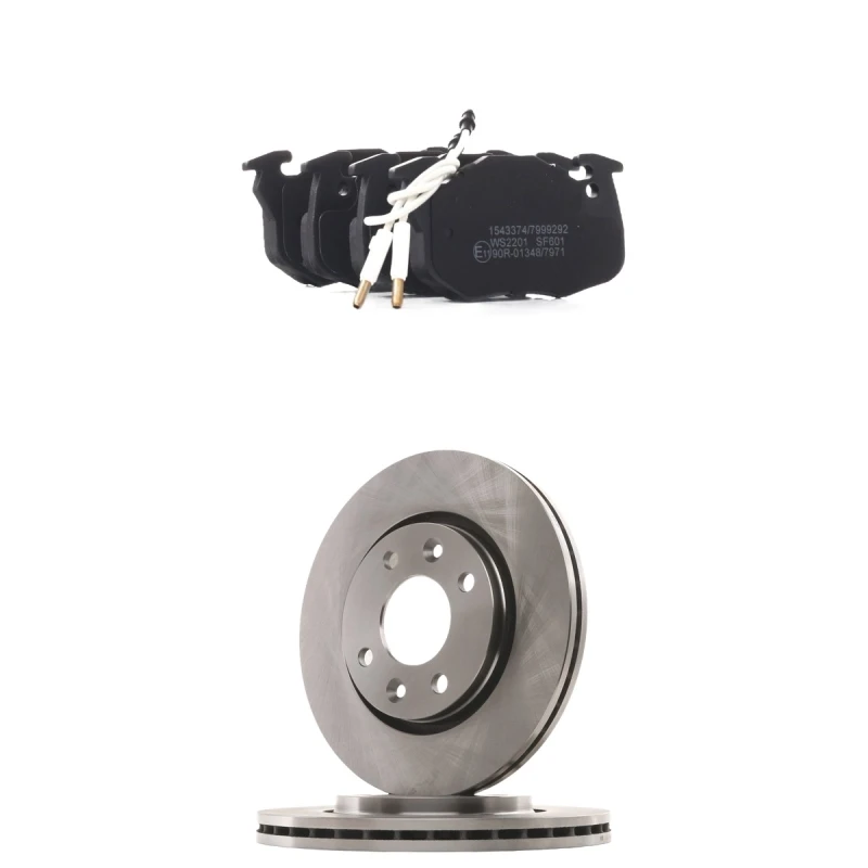 Image of RIDEX 3405B3188 Brake disc and pads set Front Axle, Brake Disc Type: internally vented, with integrated wear sensor Brake Set,disc brakes (3405)