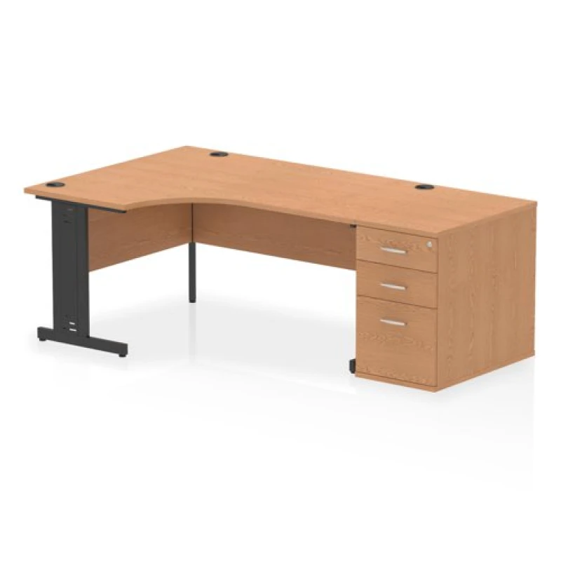 Image of Dynamic Impulse W1600 x D1200 x H730mm Left Hand Crescent Desk Cable EXR45926DY