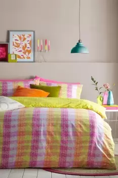 Image of Neola Abstract Striped Reversible Duvet Cover Set