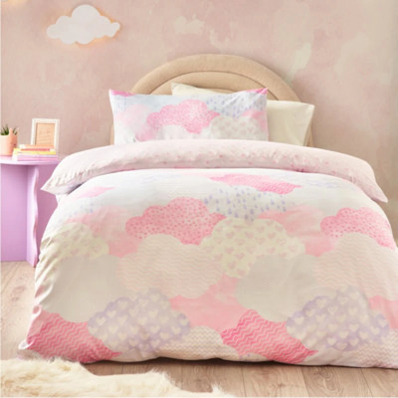 Image of Catherine Lansfield Kids Soft As A Cloud Single Duvet Cover Set With Pillowcase Pink