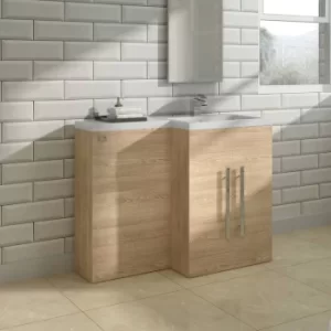 image of Calm Light Oak Right Hand Combination Vanity Unit Set (No Toilet)