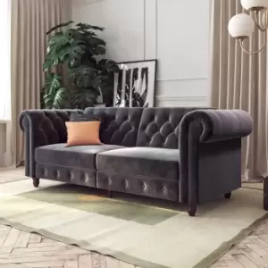 Image of Felix Velvet Chesterfield Sofa Bed Grey