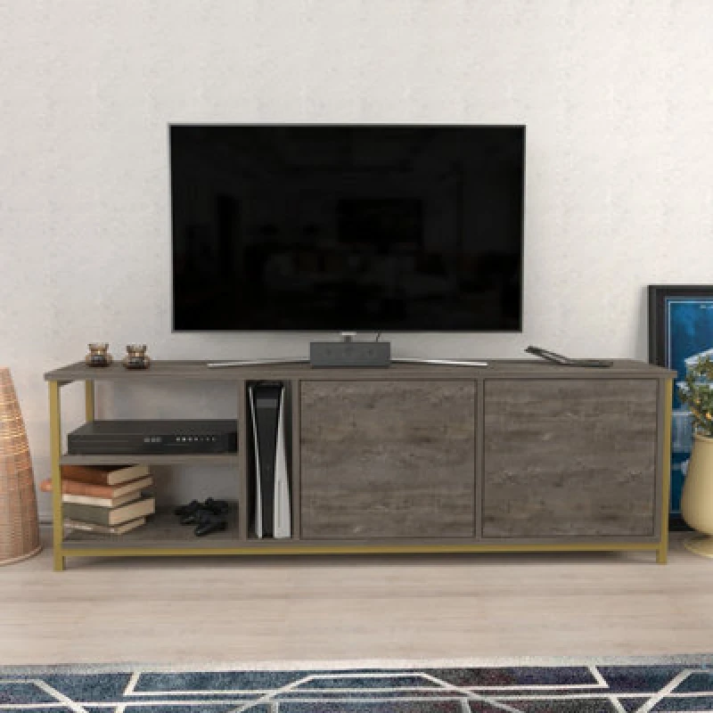 Image of Decorotika Primrose TV Stand Gold Wenge